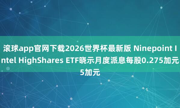 滚球app官网下载2026世界杯最新版 Ninepoint Intel HighShares ETF晓示月度派息每股0.275加元