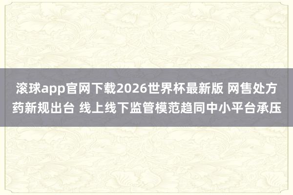 滚球app官网下载2026世界杯最新版 网售处方药新规出台 线上线下监管模范趋同中小平台承压