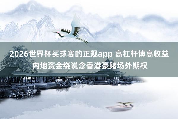 2026世界杯买球赛的正规app 高杠杆博高收益 内地资金绕说念香港豪赌场外期权