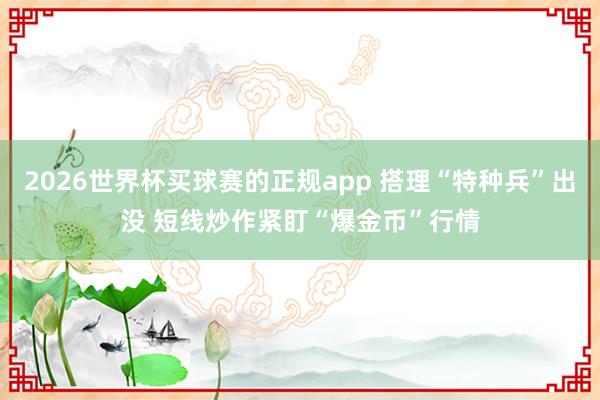 2026世界杯买球赛的正规app 搭理“特种兵”出没 短线炒作紧盯“爆金币”行情