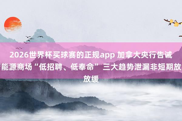 2026世界杯买球赛的正规app 加拿大央行告诫劳能源商场“低招聘、低奉命” 三大趋势泄漏非短期放缓