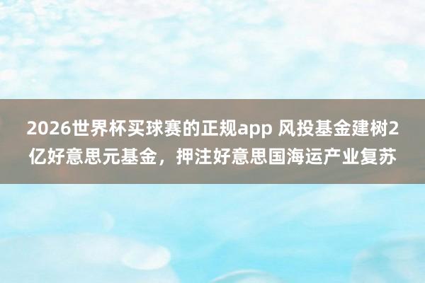 2026世界杯买球赛的正规app 风投基金建树2亿好意思元基金，押注好意思国海运产业复苏