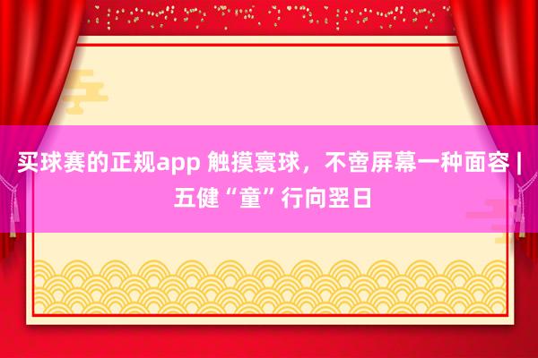 买球赛的正规app 触摸寰球，不啻屏幕一种面容 | 五健“童”行向翌日