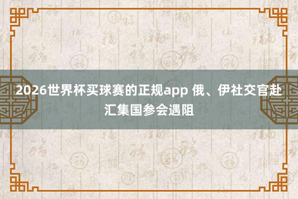 2026世界杯买球赛的正规app 俄、伊社交官赴汇集国参会遇阻