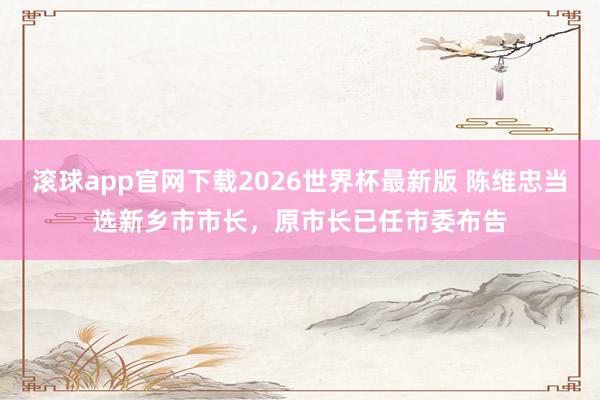 滚球app官网下载2026世界杯最新版 陈维忠当选新乡市市长，原市长已任市委布告