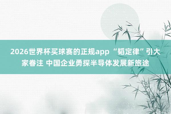 2026世界杯买球赛的正规app “韬定律”引大家眷注 中国企业勇探半导体发展新旅途