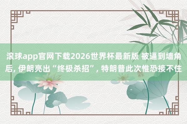 滚球app官网下载2026世界杯最新版 被逼到墙角后， 伊朗亮出“终极杀招”， 特朗普此次惟恐接不住