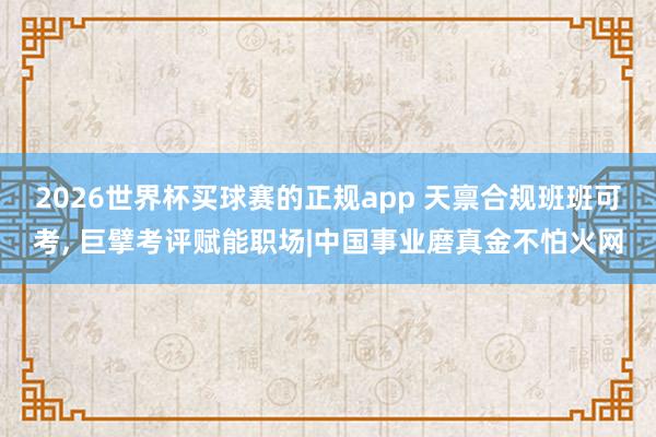 2026世界杯买球赛的正规app 天禀合规班班可考, 巨擘考评赋能职场|中国事业磨真金不怕火网