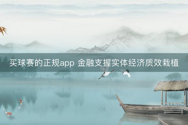 买球赛的正规app 金融支握实体经济质效栽植