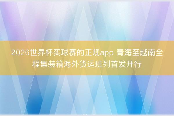 2026世界杯买球赛的正规app 青海至越南全程集装箱海外货运班列首发开行