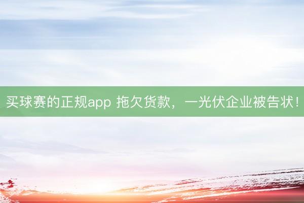 买球赛的正规app 拖欠货款，一光伏企业被告状！