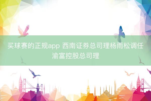 买球赛的正规app 西南证券总司理杨雨松调任渝富控股总司理