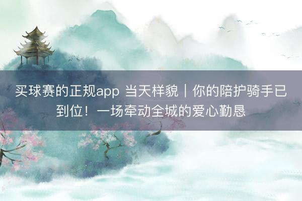 买球赛的正规app 当天样貌｜你的陪护骑手已到位！一场牵动全城的爱心勤恳