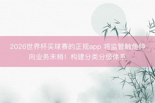 2026世界杯买球赛的正规app 将监管触角伸向业务末梢！构建分类分级体系